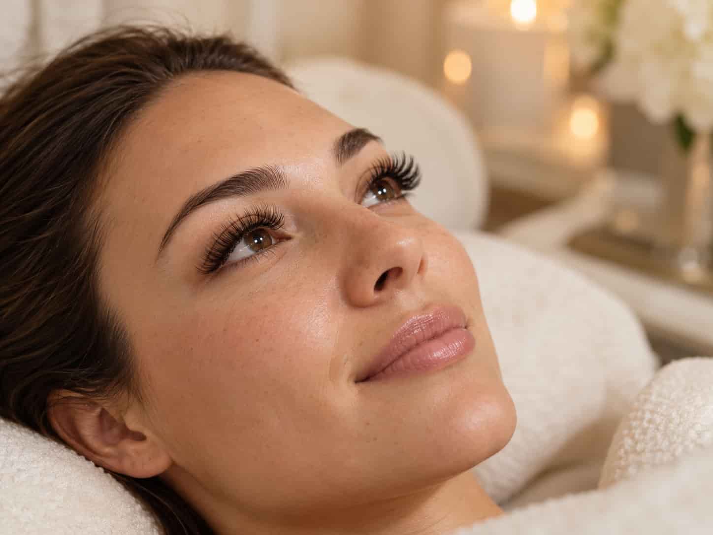 Close-up of custom eyelash extensions